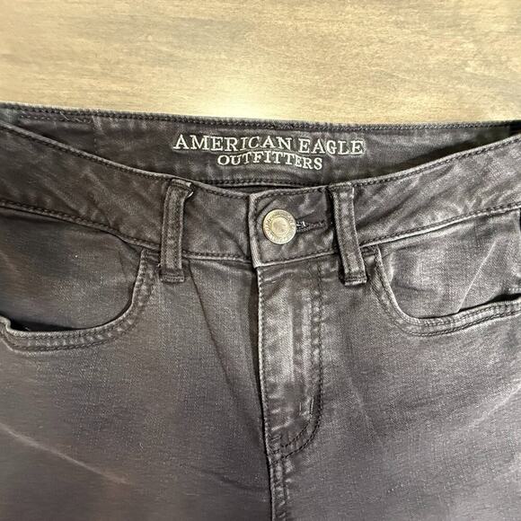 American Eagle Women Hi-Rise Jegging Super Stretch Black Wash Size 4 Jeans - Picture 3 of 8